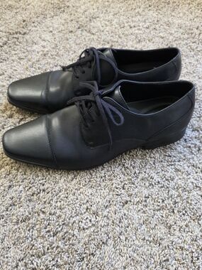 Calvin Klein Black Men Oxford Lace-Ups Dress Shoes Lether Formal Bussines
